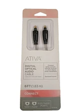 Ativa 6 Ft Digital Optical Audio Cable Includes Toslink Plugs Item 563-182