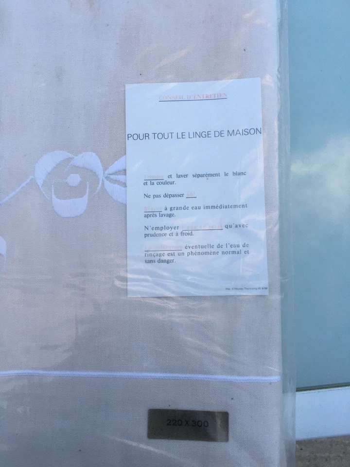 Drap Neuf En Coton Brodé 220x300 Vintage  - Photo 4/4