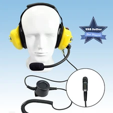 2-Way Radio Yellow Noise Reduction Headset w/ PTT Mic Muff for Motorola XPR3300e