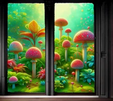 Trippy Mushrooms Blackout Rod Curtains Drapes Shades Fabric Psychedelic Shrooms