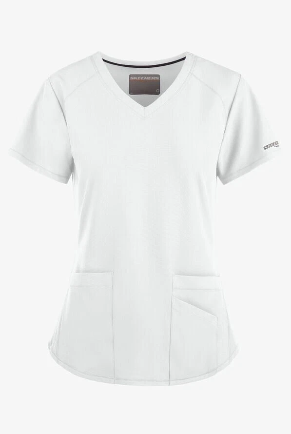 Blusa Médica para Mujer SKETCHERS Cuello en V Bolsillos Breeze SK101 Blanca XXS Foto 2 de 4