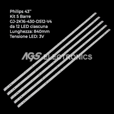 KIT 5 BARRES À BANDE LED PHILIPS GJ-2K16-430-D512-V4