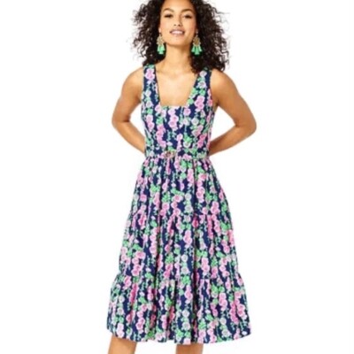 knee length dresses for ladies Lilly Pulitzer McKinnon Midi Dress - Oyster Bay Navy De Vine main image 1
