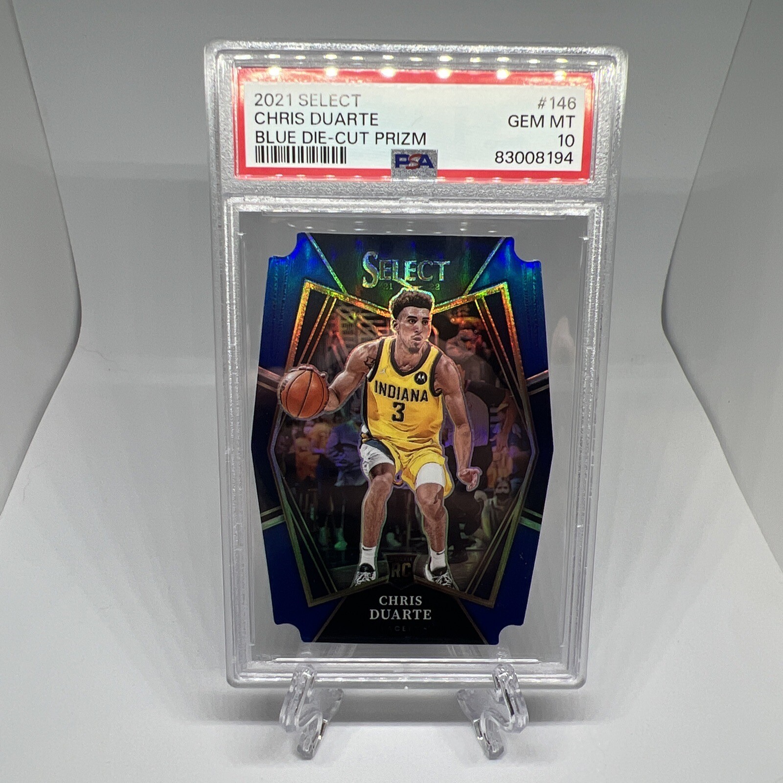 Chris Duarte 2021 Select Blue Die-Cut Prizm /249 PSA 10 #146 Premiere Level