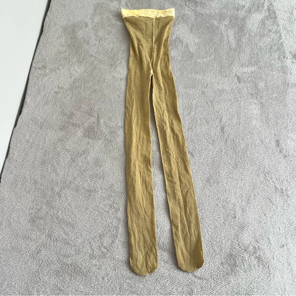 Mini Boden Footed Tights Girls size Small Sparkle Pull-On Stretchy Golden - Image 2 of 4