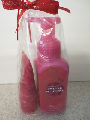 Gift Set BBW TWISTED PEPPERMINT Foaming Hand Soap 8.75 oz & Body Cream 2.5 oz
