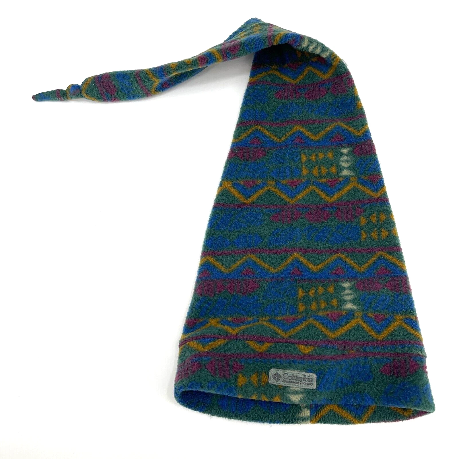 Columbia Vintage 90s Unisex S/M Aztec Print Fleece Long Beanie Elf Hat USA Made