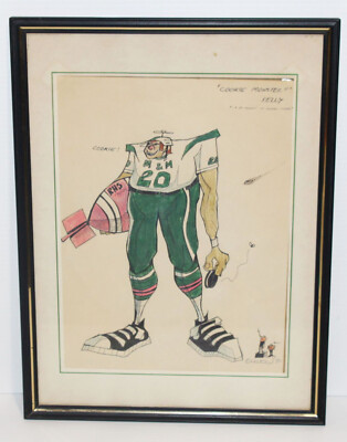 Vintage Cartoon Football Player Original Art Drawing Jack Davis