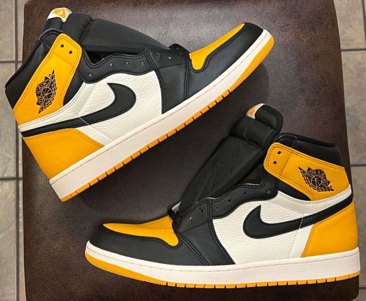 Nike Air Jordan 1 Retro High OG Taxi Yellow Toe Mens 8 Womens 9.5
