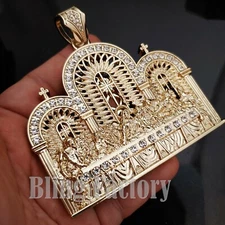 JUMBO LAST SUPPER HIP HOP ICED CUBIC ZIRCONIA RAPPER GOLD PLATED CHARM PENDANT