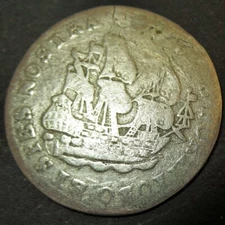 Certificate Authenticity Silver 1762 Colonial New York Ship Shilling 3 masted We