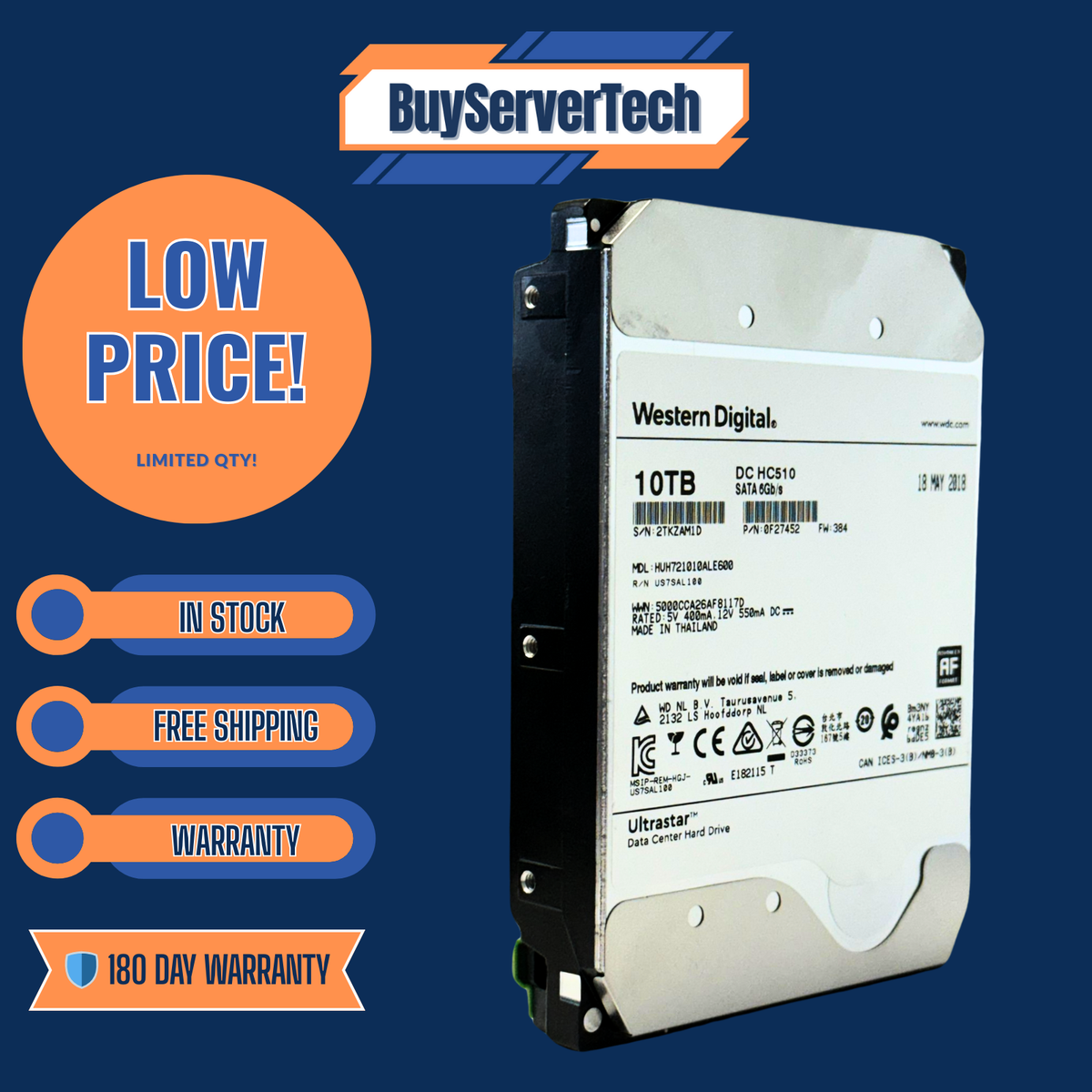 HGST HUH721010ALE600 10TB 7200r SATA 6Gb/s 3.5