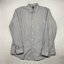 Hugo Boss Shirt Mens XL Black Striped Geometric Button Up Long Sleeve