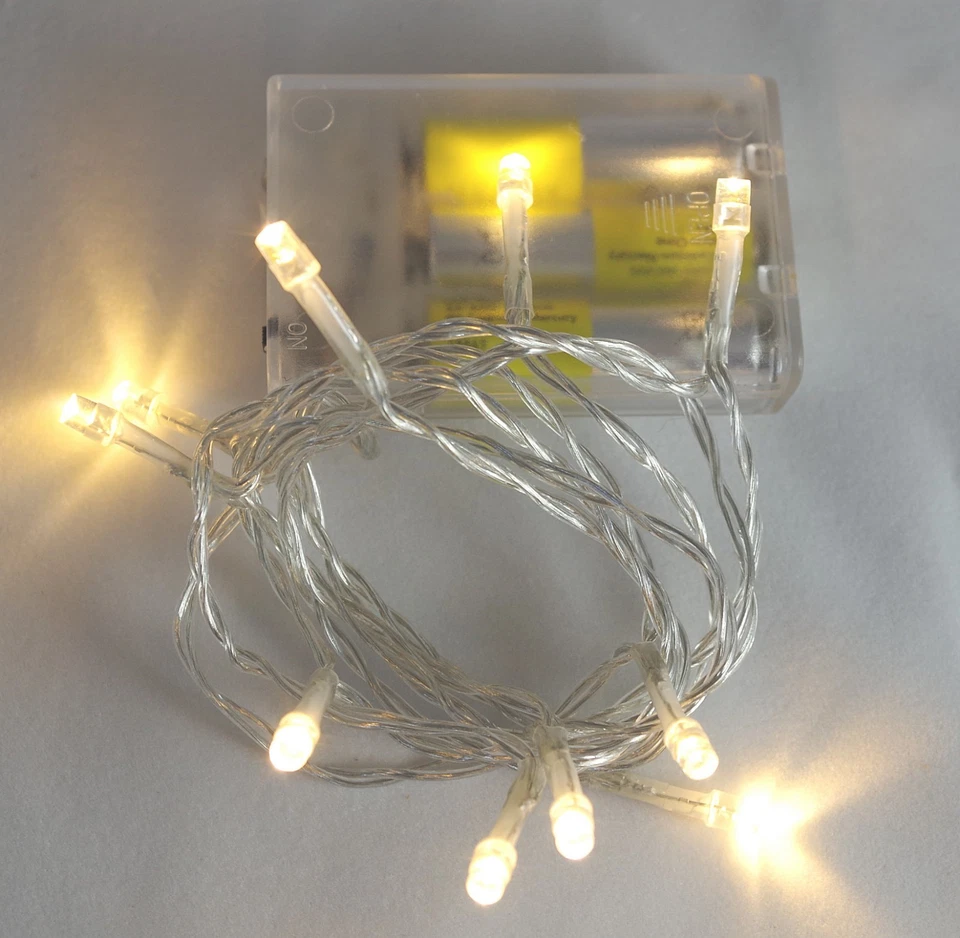 2, 5, 10 LED Lichterkette mit Timer Batterie Drahtlichterkette warmweiß 10 - 100 - Bild 1 von 2