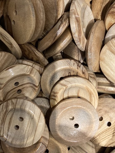 Real Wooden Grain Buttons Natural Yellow Wood Knitting 25mm (40 Ligne) Pack Of 6 - Picture 2 of 5
