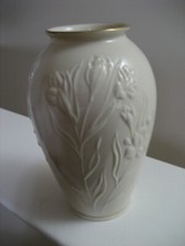 PRETTY LENOX 8 INCH HIGH FLOWERED VASE WITH GOLD TRIM - MADE IN USA