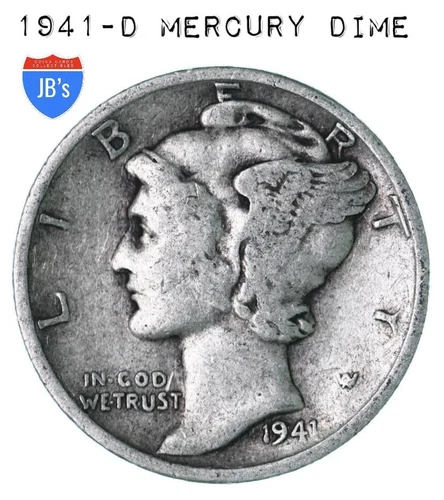 1941 D Mercury Dime 90% SILVER Very Good (VG) *JB's Coins*