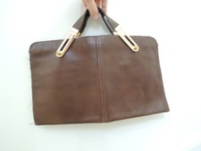 Ladies Genuine Leather Purse Brown Clutch Vtg BOHO Hand Bag USA Made $500 Value