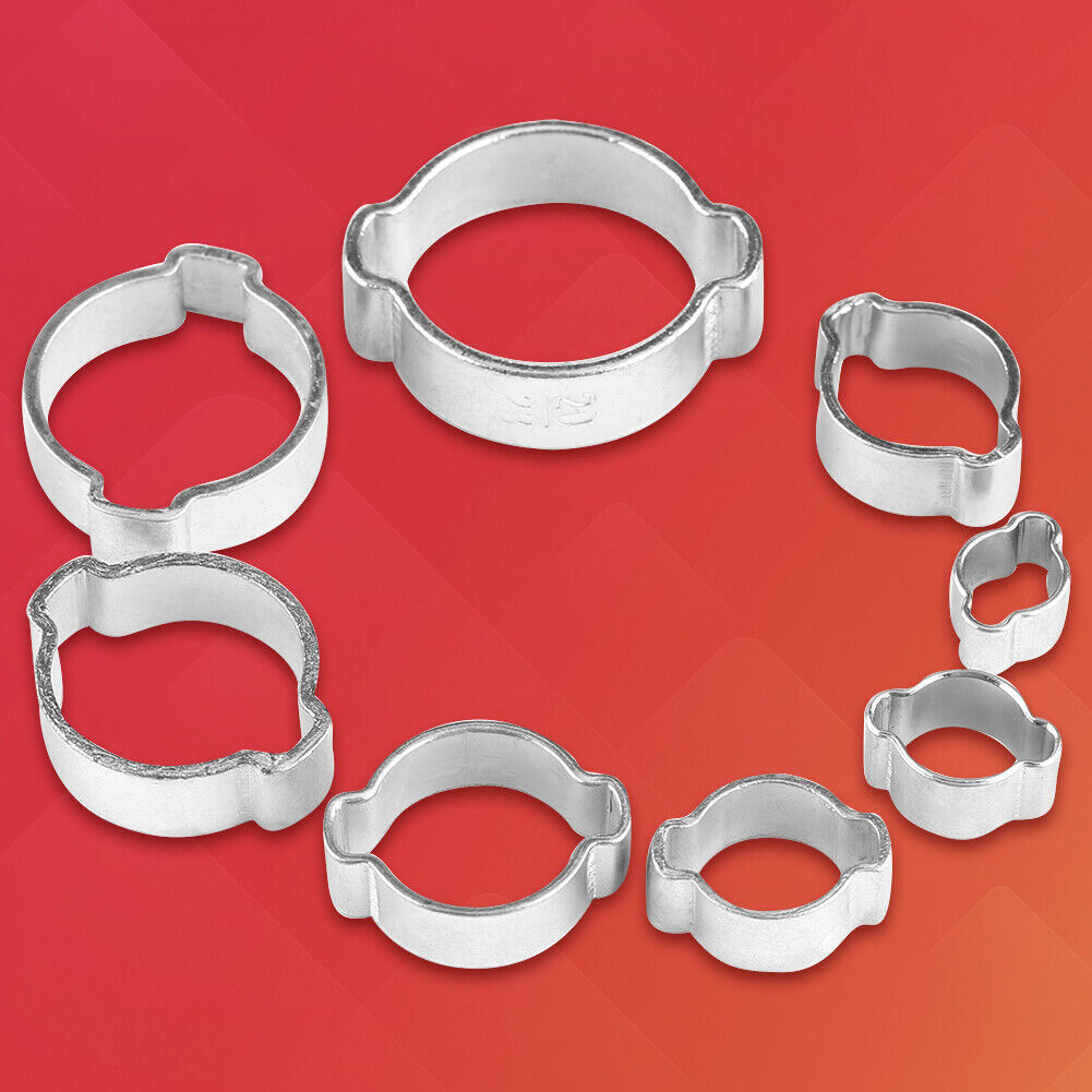 10pcs Zinc Plated Galvanized Iron 2-Ear Hose Clamp 5-23mm for Fuel Petrol Pipe