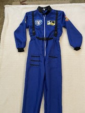 Adults Unisex Adult SMALL Astronaut Costume Blue Coveralls Half Zip LS Patches