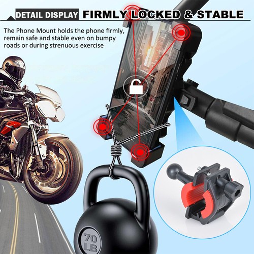 360° Rotation Motorcycle Bike Bicycle GPS Handlebar Mount Holder For Samsung - Picture 3 of 9