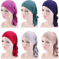 Women Cancer Hat Ruffle Chemo Cap Muslim Hair Loss Head Scarf Turban Head Wrap