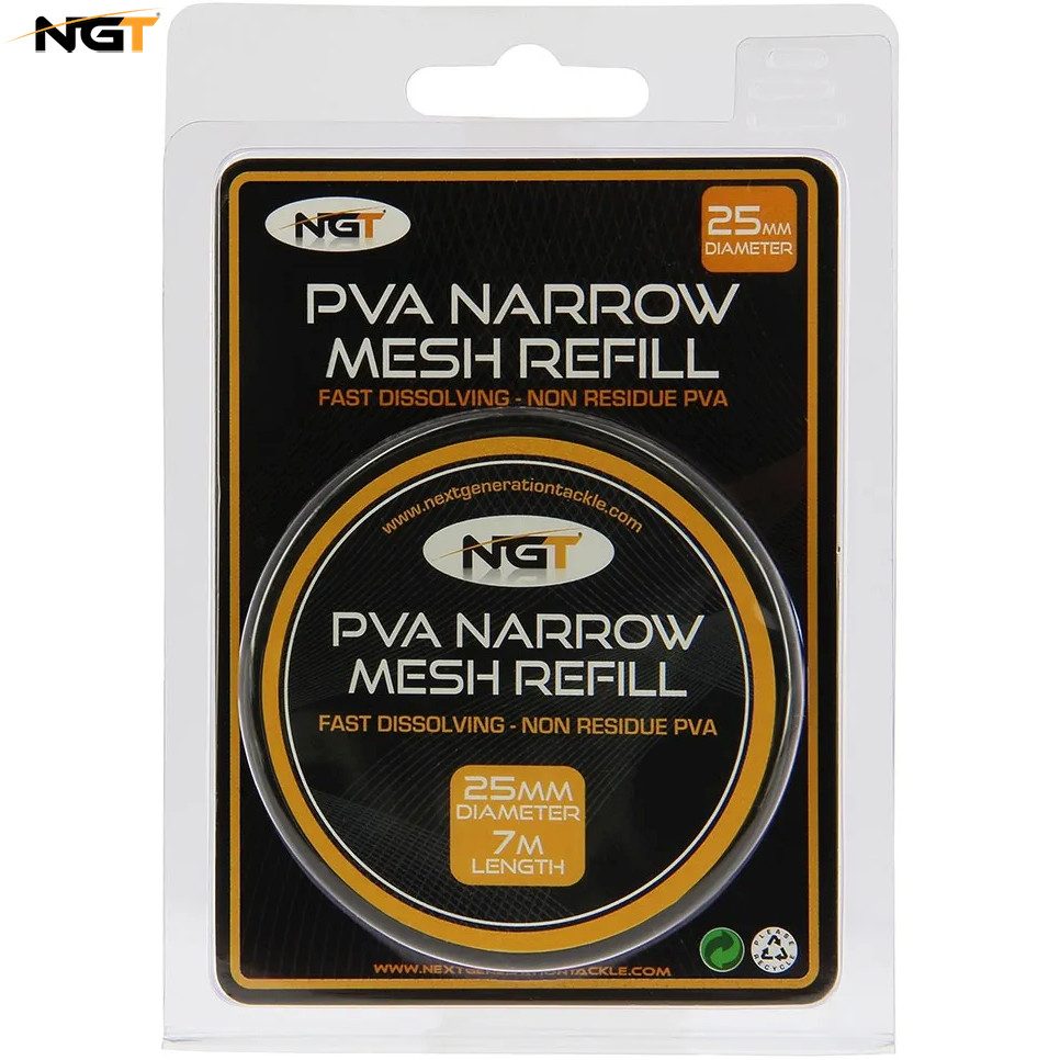 NGT PVA Narrow Mesh Refill Carp Fishing 25mm Width Bait Mesh Stocking - 7m Reel
