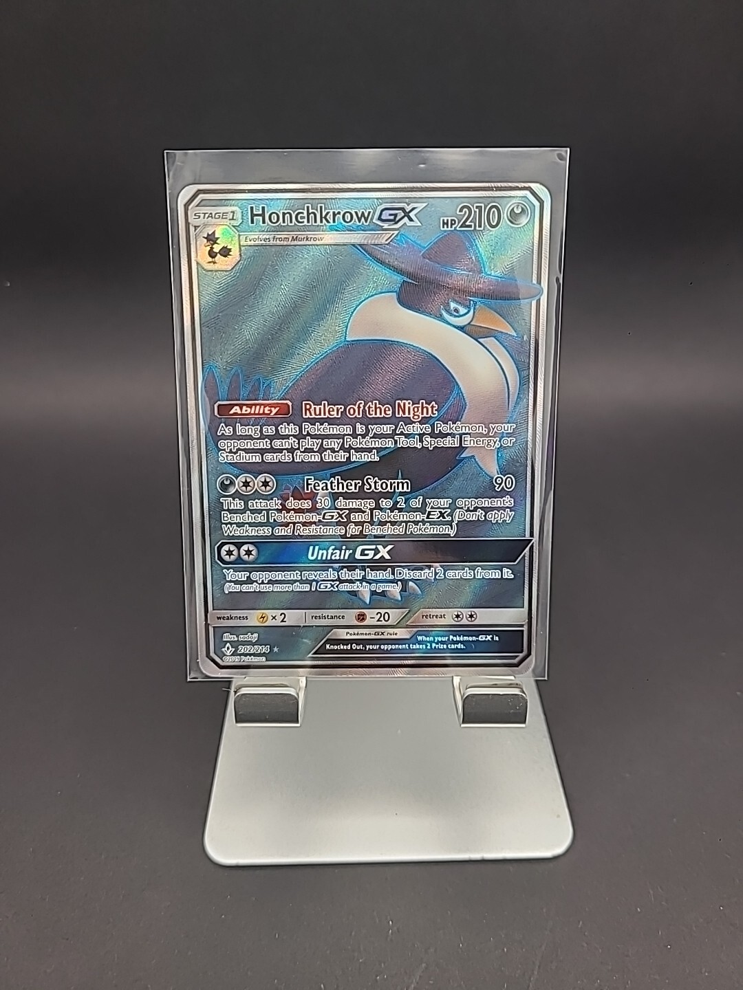 Honchkrow GX Full Art 202/214 Ultra Rare Unbroken Bonds Pokemon TCG Near Mint