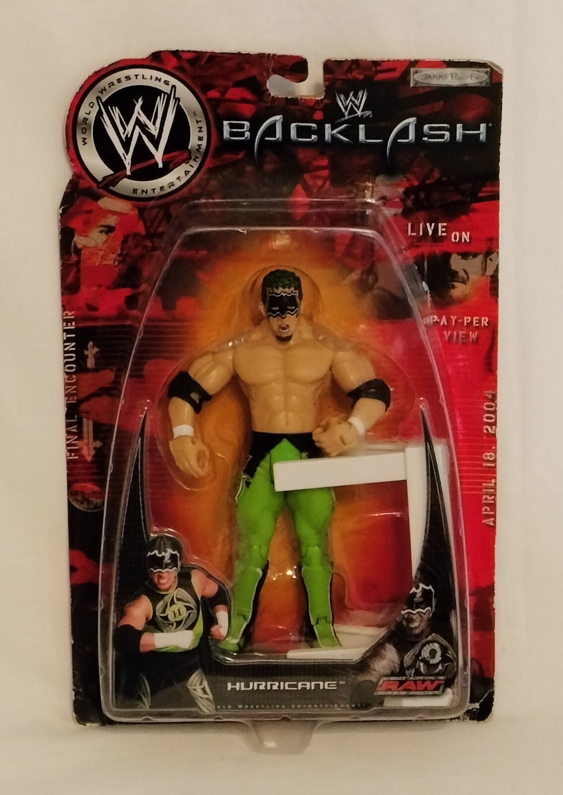 WWE Backlash Hurricane Wrestling Figure Sealed but Worn Box