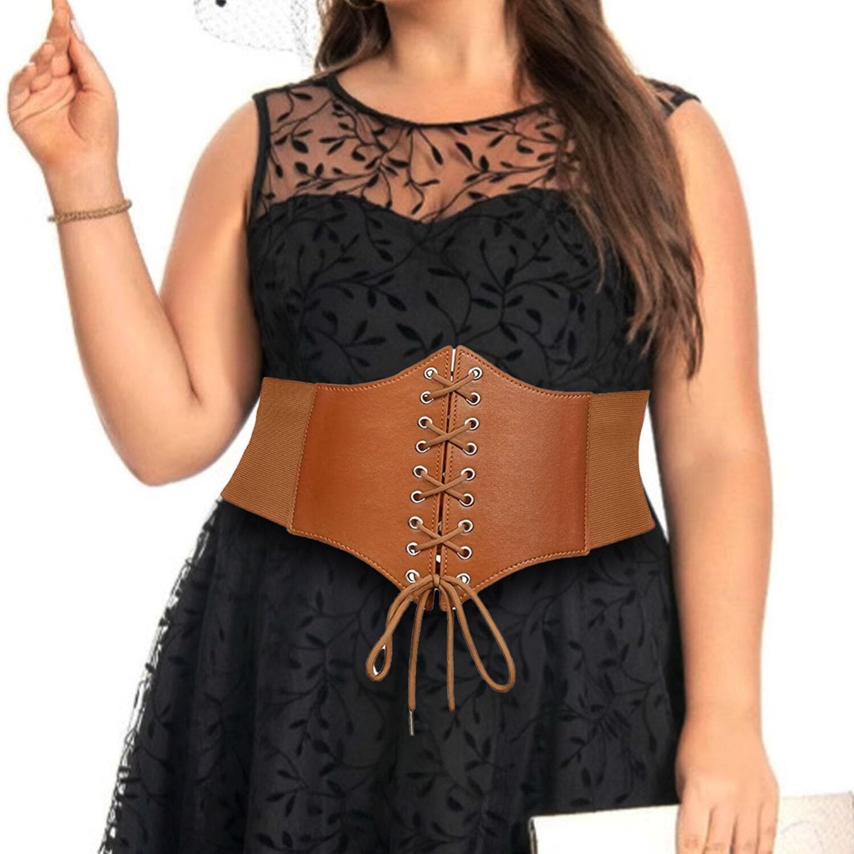 Corset Belt Plus Size Brown Cinch Elastic Waist Belt for 