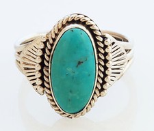 Native American Navajo Handmade Sterling Silver with Turquoise Ring Size 7