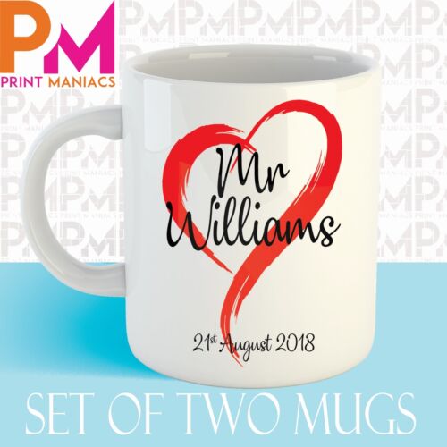 Personalised Mr And Mrs Mug Wedding valentines GiftHIS HER HIM Set of 2 Mugs - Picture 3 of 4