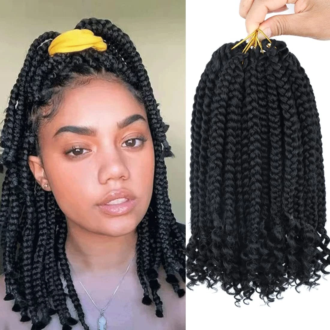 4 Packs Crochet Box Braids Curly Ends 10 Short Crochet Box Braids Hair  75pcs