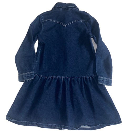 Wrangler Girls Denim Dress Little Girls Small Western Wear Pearl Snap - Picture 6 of 8