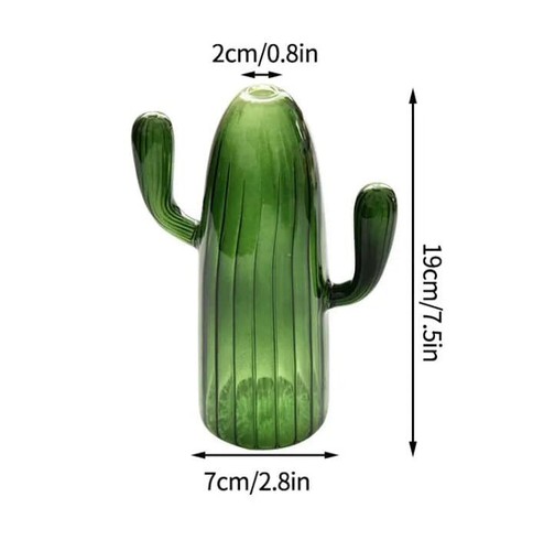 Glass Cactus Decorative Vase - Picture 4 of 15