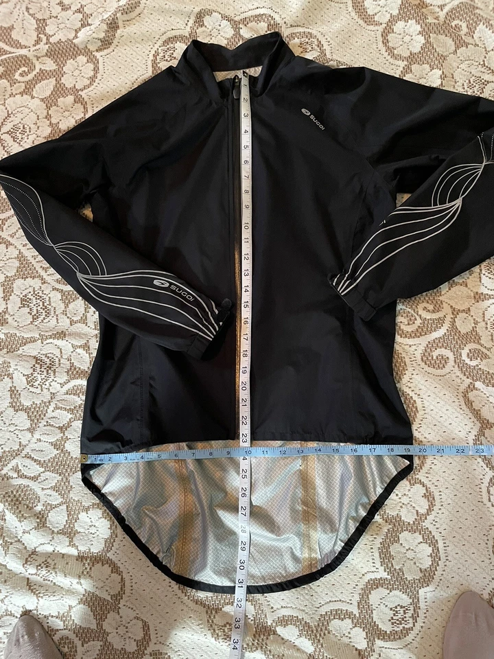 Sugoi Women Cycling Waterproof Black W/White Design Zip Pocket RPM Jacket Sz M - Image 3 of 4