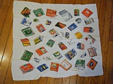 Rare Vintage  Advertisement 60s Cigarettes Ladies Silk Scarf with 32 Brands