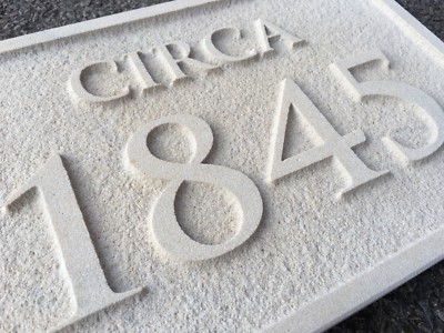 12''/8''Relief Engraved Sandstone House Sign Deeply Engraved To Your Requirements