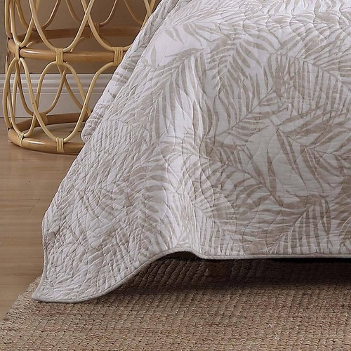 Tommy Bahama Twin Size Quilt Set 2-Pcs Cotton Reversible Machine Wash Beige - Picture 3 of 7