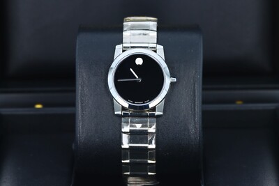 Movado Vizio 25mm Ladies 0606681, Black Museum Dial - Stainless