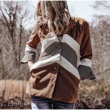 Ryu Handmade Colorblock Blazer Coat Chevron Multicolor Medium