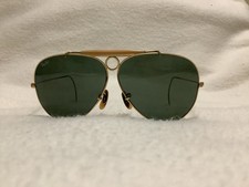 1970 s Vintage Green Glass Lens Aviator Sunglasses