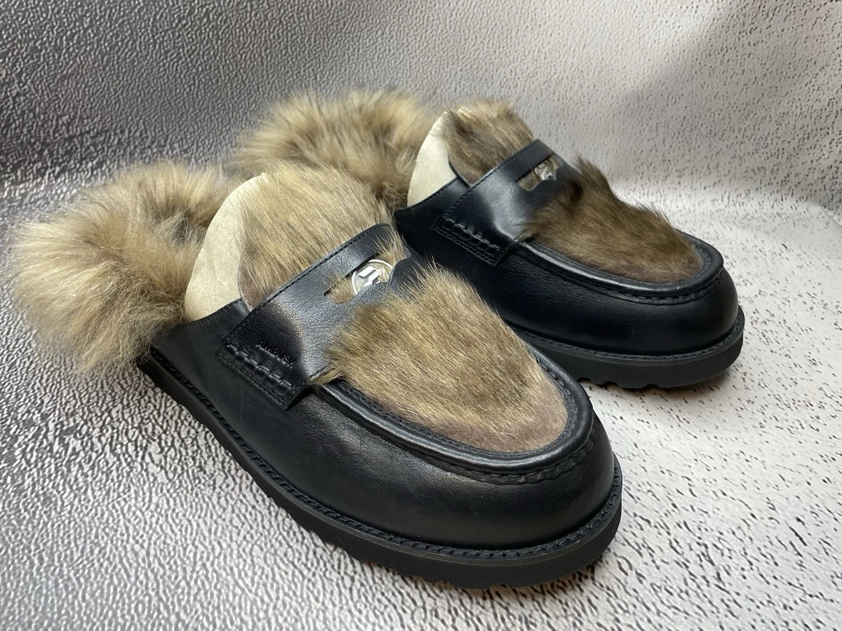 UGG AMBUSH Penny Loafer schwarz Leder Fell Pantoletten Collab Slipper...