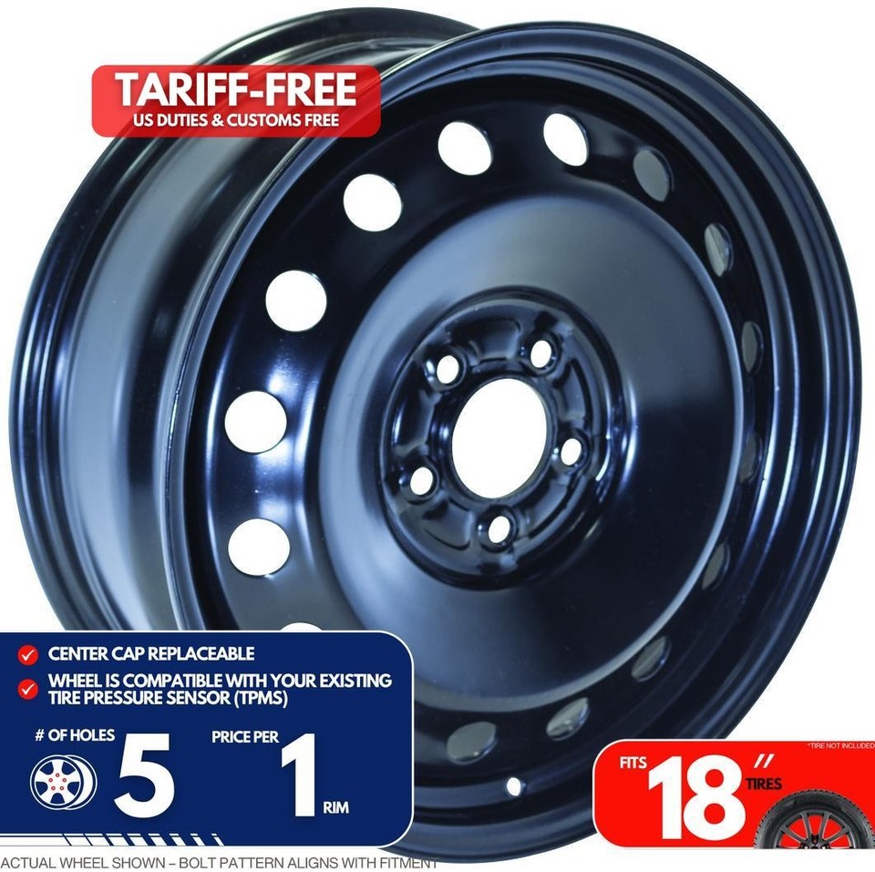 Set of 4 18" Black Steel Wheel Rims 5x114.3 fits 2007-25 Acura RDX ...