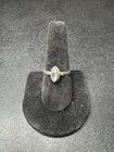 Vintage 925 Sterling Silver Band Ring Oval Clear MoonStone Bezel Setting Jewelry