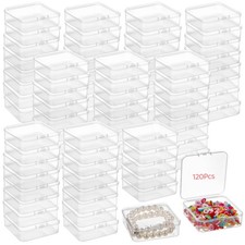 120 Pcs Plastic Bead Storage Containers, 3 3 1" Small Storage Boxes, Clear Sq...