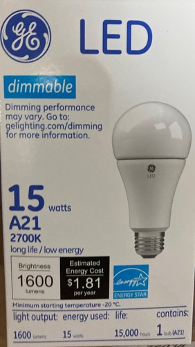 Current LED BulbA212700K1600 lm15W LED15DA21/827 - Picture 2 of 2