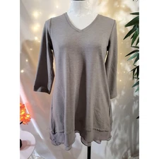 LOGO Lounge by Lori Goldstein French Terry Tunic Top Tiered Chiffon Ruffle XS