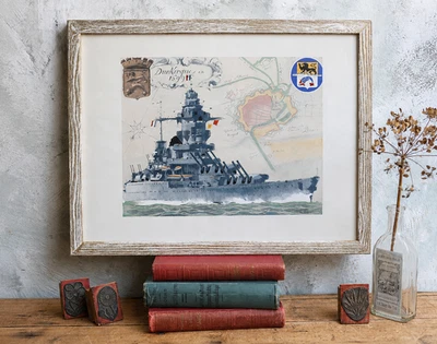 Signed Albert Brenet Le Cuirasse Dunkerque Print Hand Signed and Hand Touched - Photo 1/4