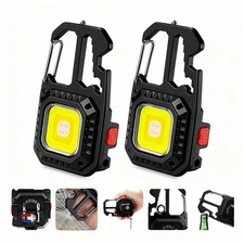 Cob Keychain Work Light - 2PC EDC Keychain Flashlight Rechargeable, Super Bri...
